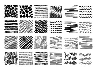 A set of straight lines, dashes and wavy lines in doodle style.
