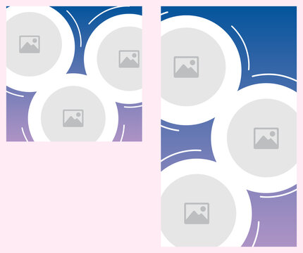 Blue and purple gradient three (3) photo Instagram post and story templates