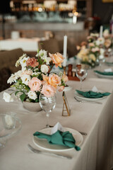Banquet hall for weddings with decorative elements