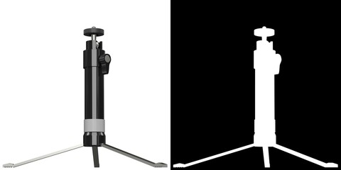 3D rendering illustration of a tabletop camera tripod