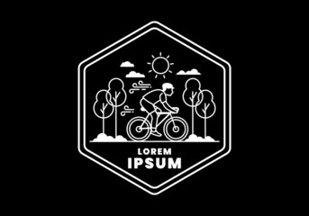 illustration badge of riding bicycle