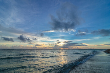 Beautiful sunrise on the ocean shore in the morning