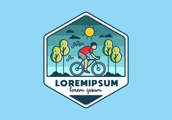 illustration badge of riding bicycle