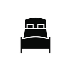 Bed, Bedroom Solid Icon Vector Illustration Logo Template. Suitable For Many Purposes.