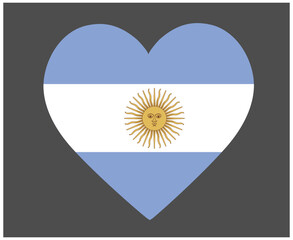 Argentina Flag National Europe Emblem Heart Icon Vector Illustration Abstract Design Element