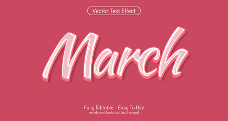 Creative 3d text March editable style effect template