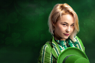Leprechaun model girl for St. Patricks Day. St Patricks day concept.