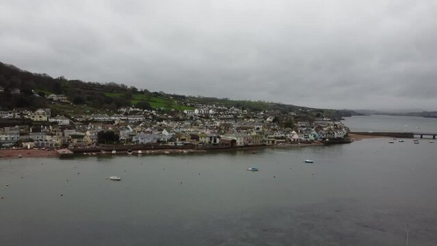 Sheldon village near Teignmouth Devon england uk aerial drone 