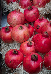 Fresh Pomegranates on a market stall