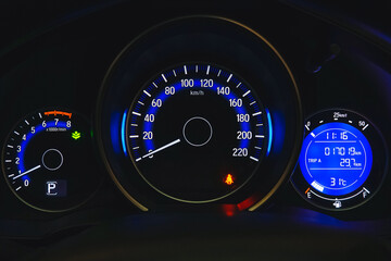 car dashboard with speedometer, car speedometer