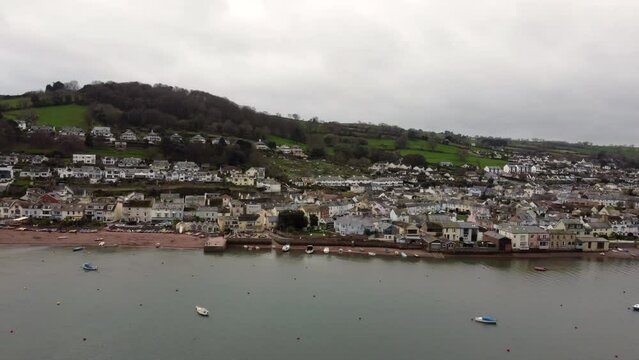 Sheldon village near Teignmouth Devon england uk aerial drone 
