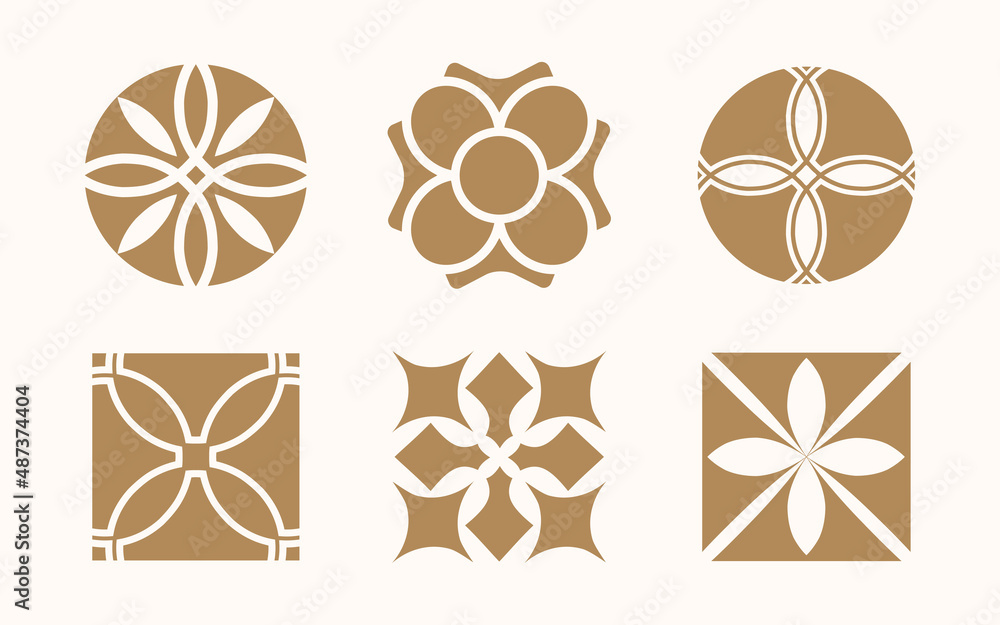 Poster set of elements for design set of leaves design elements. abstract modern geometric shape texture ba