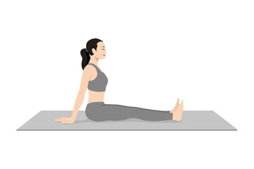 Staff Pose Hands Back Variation. Beautiful girl practice Dandasana Hasta Back Variation. Young attractive woman practicing yoga exercise. working out, black wearing sportswear, grey pants and top