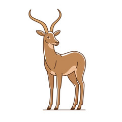 Cartoon antelope, cute character for children. Vector illustration in cartoon style for abc book, poster, postcard. Animal alphabet - letter A. © Lili Kudrili