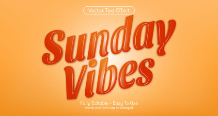 Creative 3d Text Sunday vibes editable text effect template