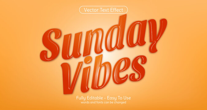 Creative 3d Text Sunday vibes editable text effect template