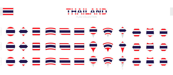Large collection of Thailand flags of various shapes and effects.