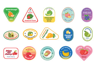 retro fruits sticker label collections