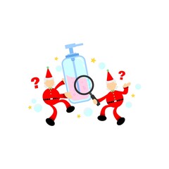 santa christmas and soap sanitizer hygene cartoon flat design illustration