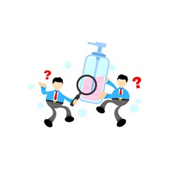 businessman and soap sanitizer hygene cartoon flat design illustration