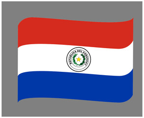Paraguay Flag National Europe Emblem Ribbon Icon Vector Illustration Abstract Design Element