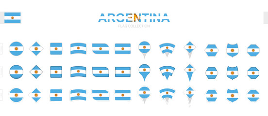 Large collection of Argentina flags of various shapes and effects.