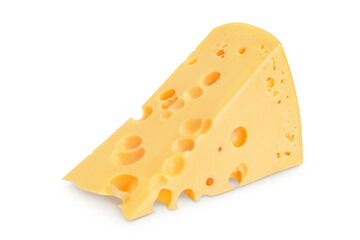 piece of cheese isolated on white background with clipping path and full depth of field