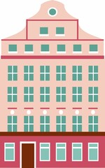 Vector Illustration retro-styled house in Flat Style. Colorful old city house in european style.