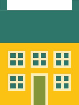 Vector Illustration retro-styled house in Flat Style. Colorful old city house in european style.