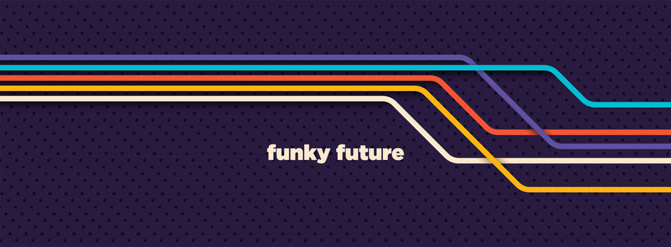 Simple abstract technology background design in retro style with stripes. Vector illustration.	