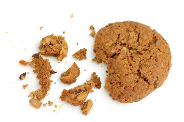 oatmeal cookies with flax, pumpkin and sunflower seeds with clipping path and full depth of field. Top view. Flat lay