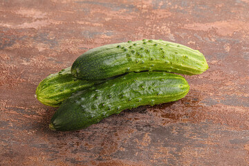 Fersh juicy green cucumbers heap