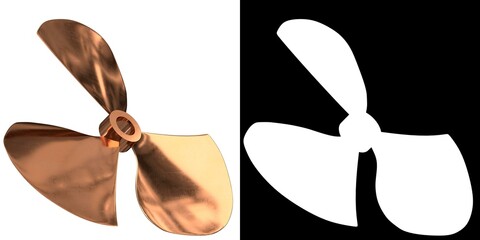 3D rendering illustration of a three blades propeller fan
