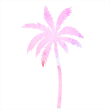 palm tree watercolor silhouette, isolated vector