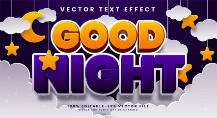Good night editable text style effect with paper cut style.