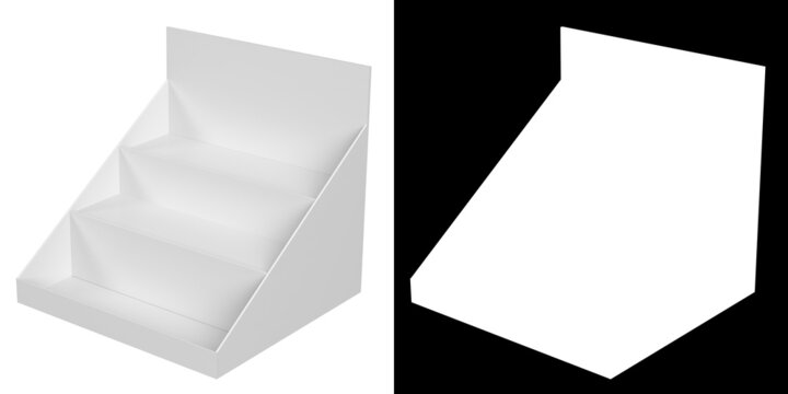 3D rendering illustration of a three tiers counter display