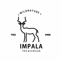 vintage retro hipster impala logo vector outline monoline art icon