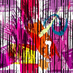 Rolgordijnen abstract colorful background pattern, with vertical lines, paint strokes and splashes © Kirsten Hinte