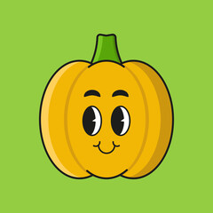 Vector Illustration of Kawai Yellow Bell Pepper Cartoon Character, Yellow Bell Pepper Icon Illustration with emoticon, good for poster design, icon, sticker, maskot, etc