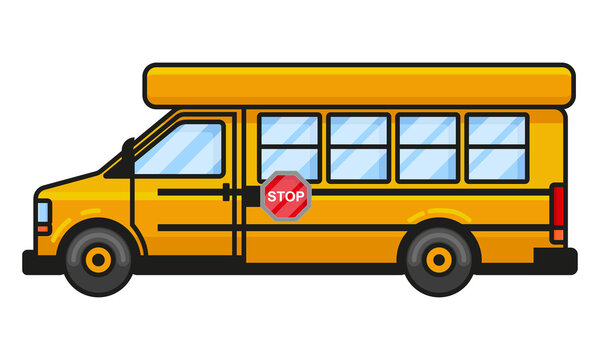 Vector Illustration of Yellow School Bus, School Bus Cartoon Illustration, good for sticker, icon, etc