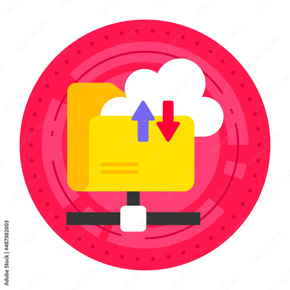 Poster cloud public private ftp concept, network drive vector icon design, cloud processing symbol, computi