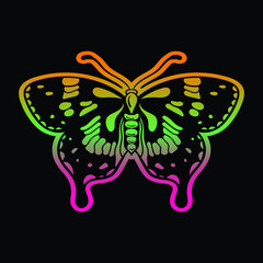 Colorful butterfly hand drawn style for tattoo stickers etc free vector