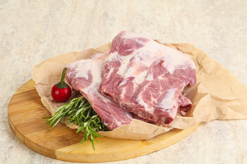 Raw pork ribs for cooking