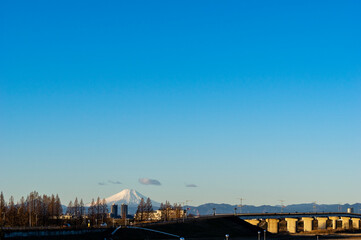 Fototapeta na wymiar さいたま市から見る早朝の富士山