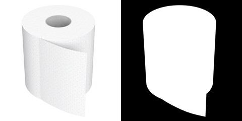 3D rendering illustration of a toilet paper roll