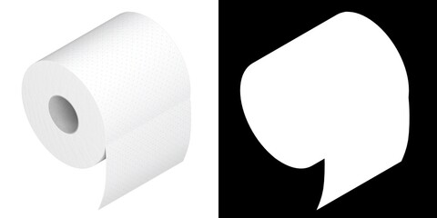 3D rendering illustration of a toilet paper roll