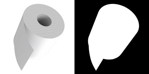 3D rendering illustration of a toilet paper roll