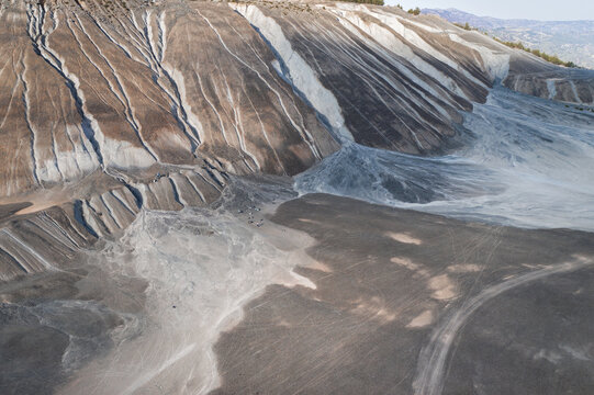 Erosion of waste piles at abandoned asbestos mine in Amiantos, Cyprus