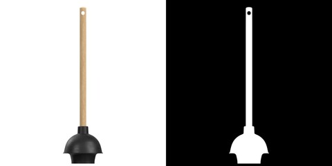 3D rendering illustration of a toilet plunger