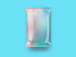  clean  gradient Foil plastic bags  3d render.	
template mockup